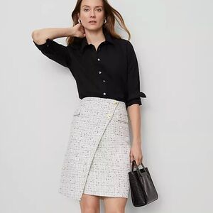 Ann Taylor Cream Tweed Mini Skirt